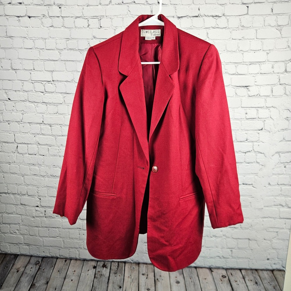 Tower Hill Collection Vintage Red 100% Wool Blazer Jacket Womens 6 Russia